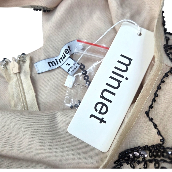 Minuet Beaded Mini Dress NEW Womens Small Whimsygoth Fairy Cocktail Party Black - Picture 2 of 14